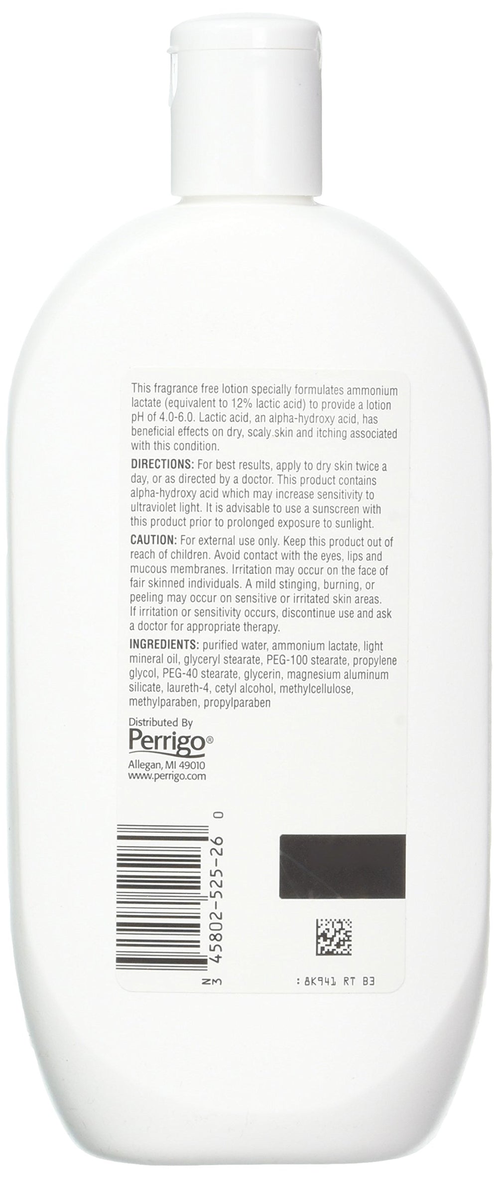 Ammonium Lactate Lotion 12%C-P label closeup showing directions for moisturization