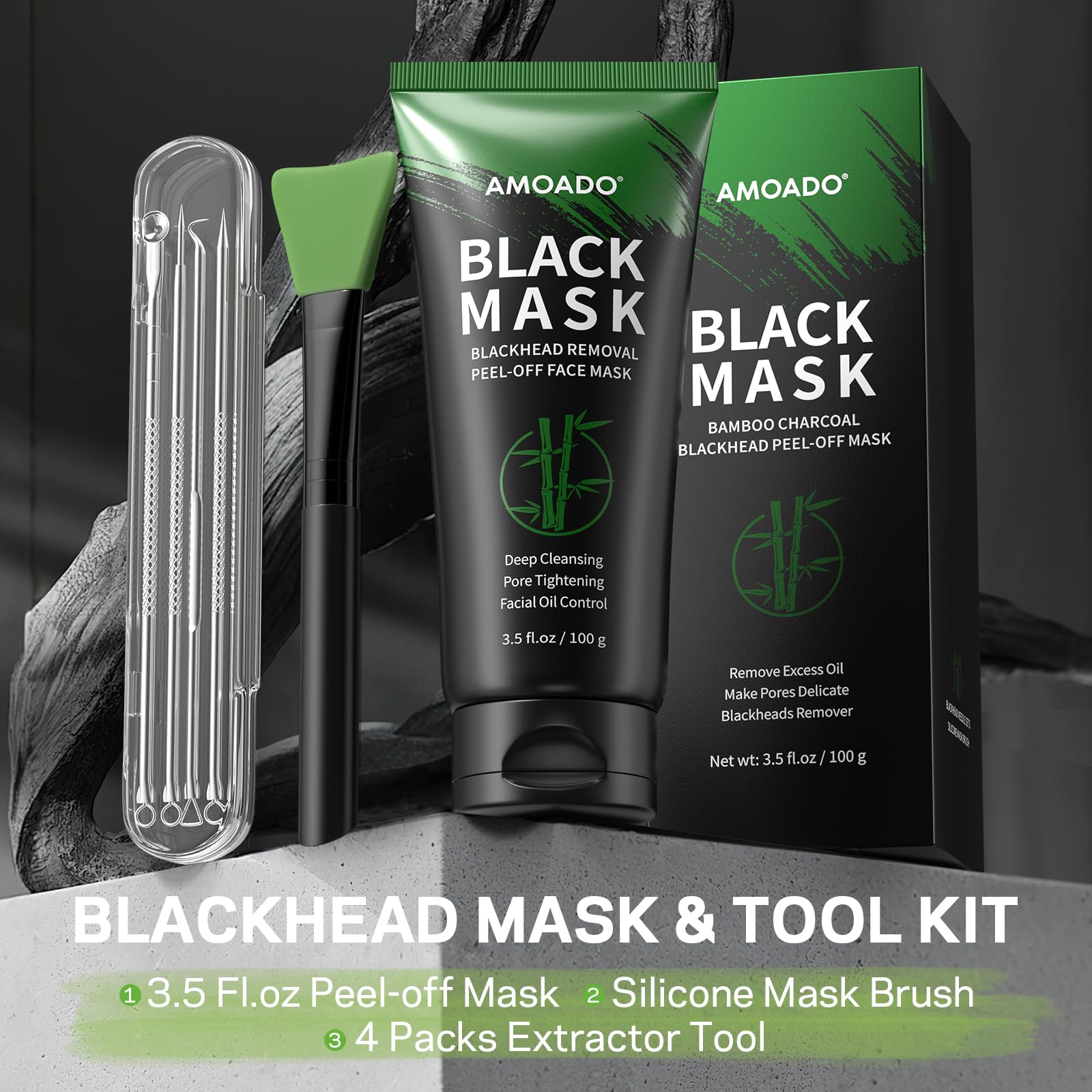 AMOADO Bundle Includes Brush and Extractor for convenient at-home treatment.