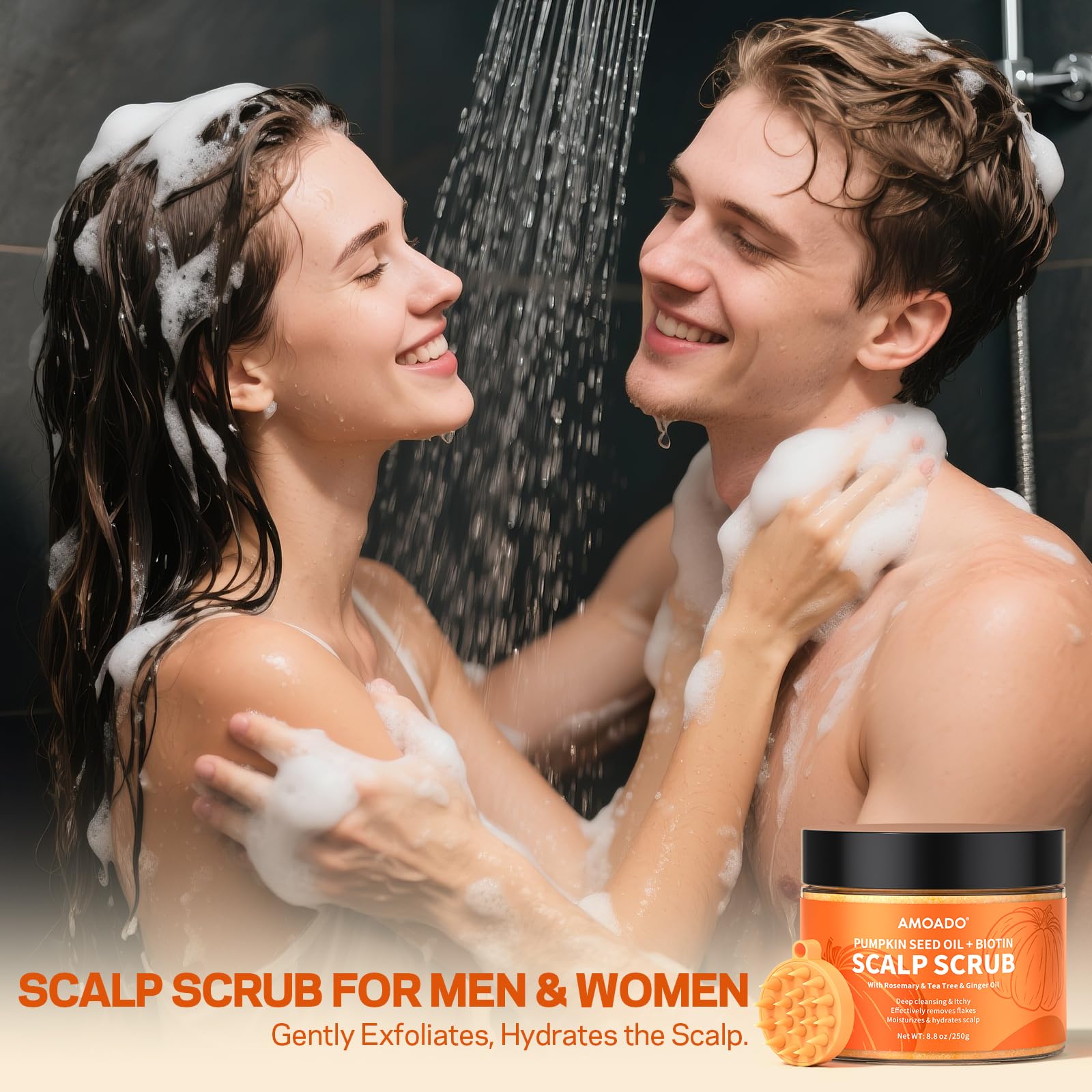 AMOADO Scalp Scrub after use yields softer, shinier hair
