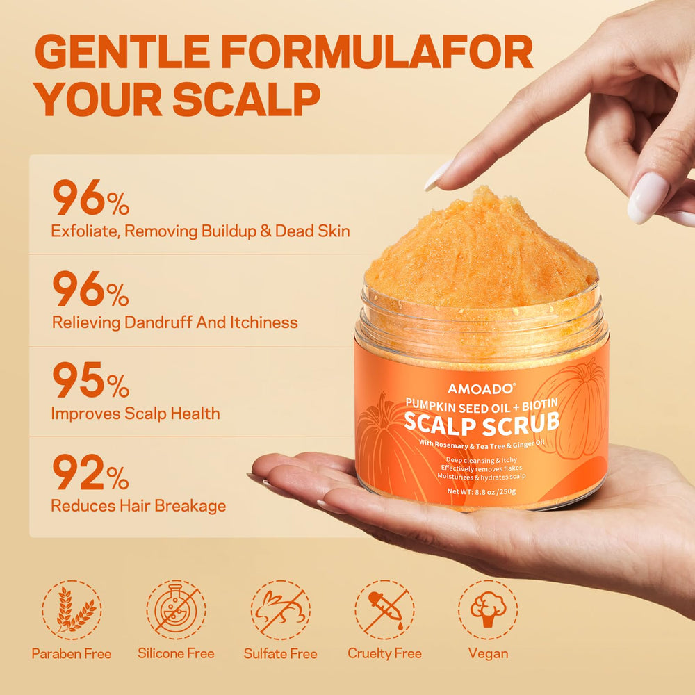 AMOADO Scalp Scrub rinse shows residue-free, refreshed hair