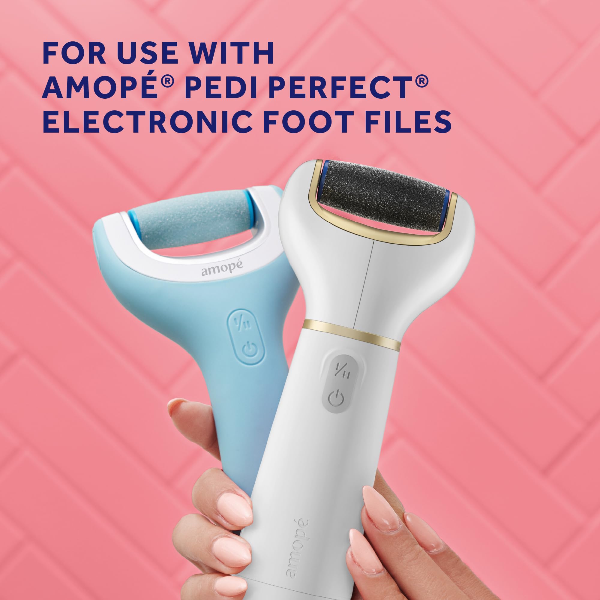 Amope at-home pedicure setup with refill heads ready for use.