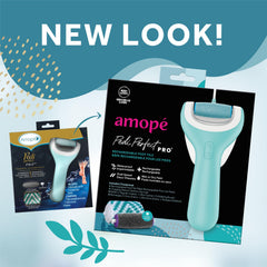 Amope Pedi Perfect Pro cordless foot file shown ready for quick wet or dry pedicures.