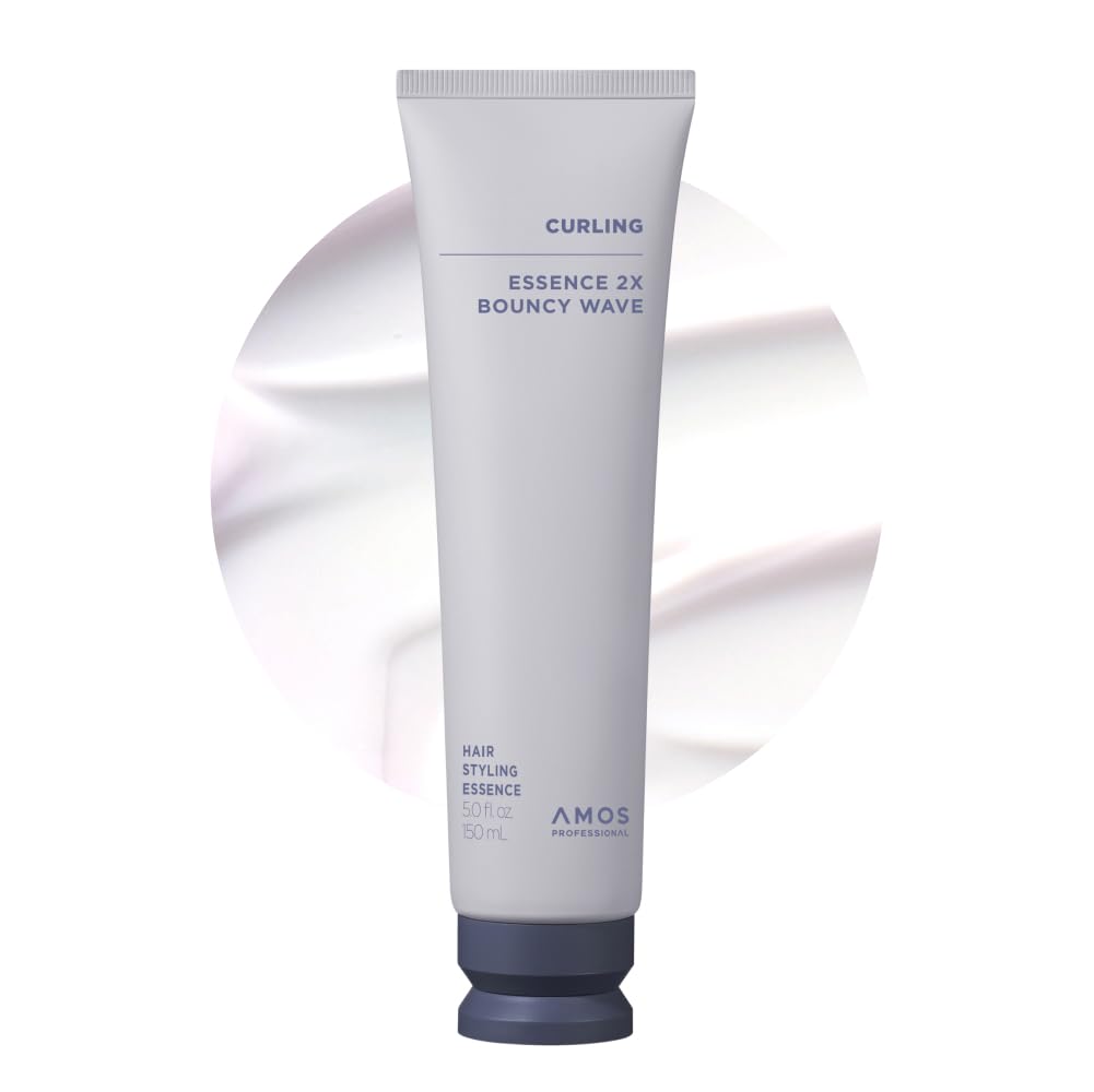 AMOS PROFESSIONAL Curling Essence bottle closeup highlights premium hydration for defined curls