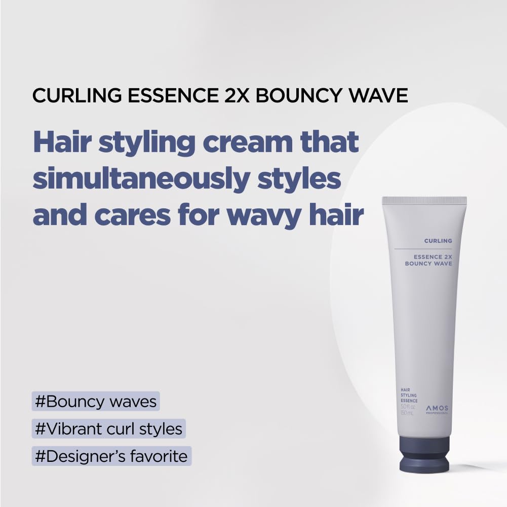 AMOS PROFESSIONAL Curling Essence on hair shows long-lasting curl definition and bounce