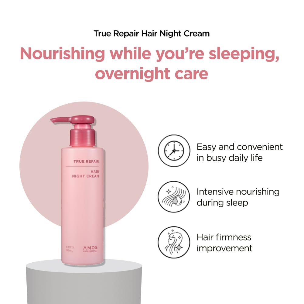 AMOS PROFESSIONAL True Repair Night Cream label close-up highlighting brand heritage.