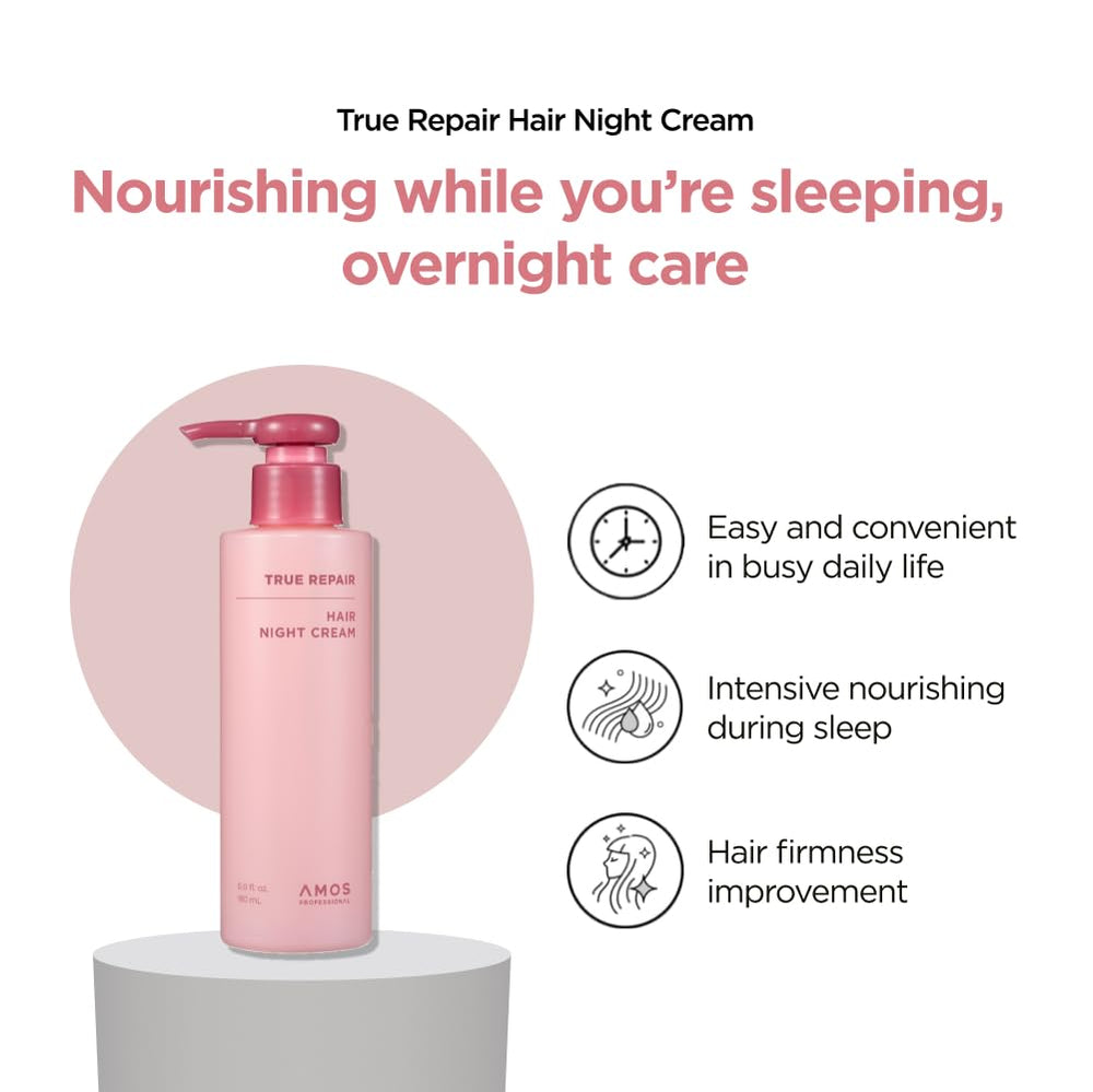 AMOS PROFESSIONAL True Repair Night Cream label close-up highlighting brand heritage.