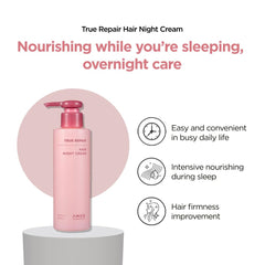 AMOS PROFESSIONAL True Repair Night Cream label close-up highlighting brand heritage.