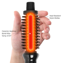 AmoVee 2-in-1 Curling Brush creates curls or straight styles for quick mornings.