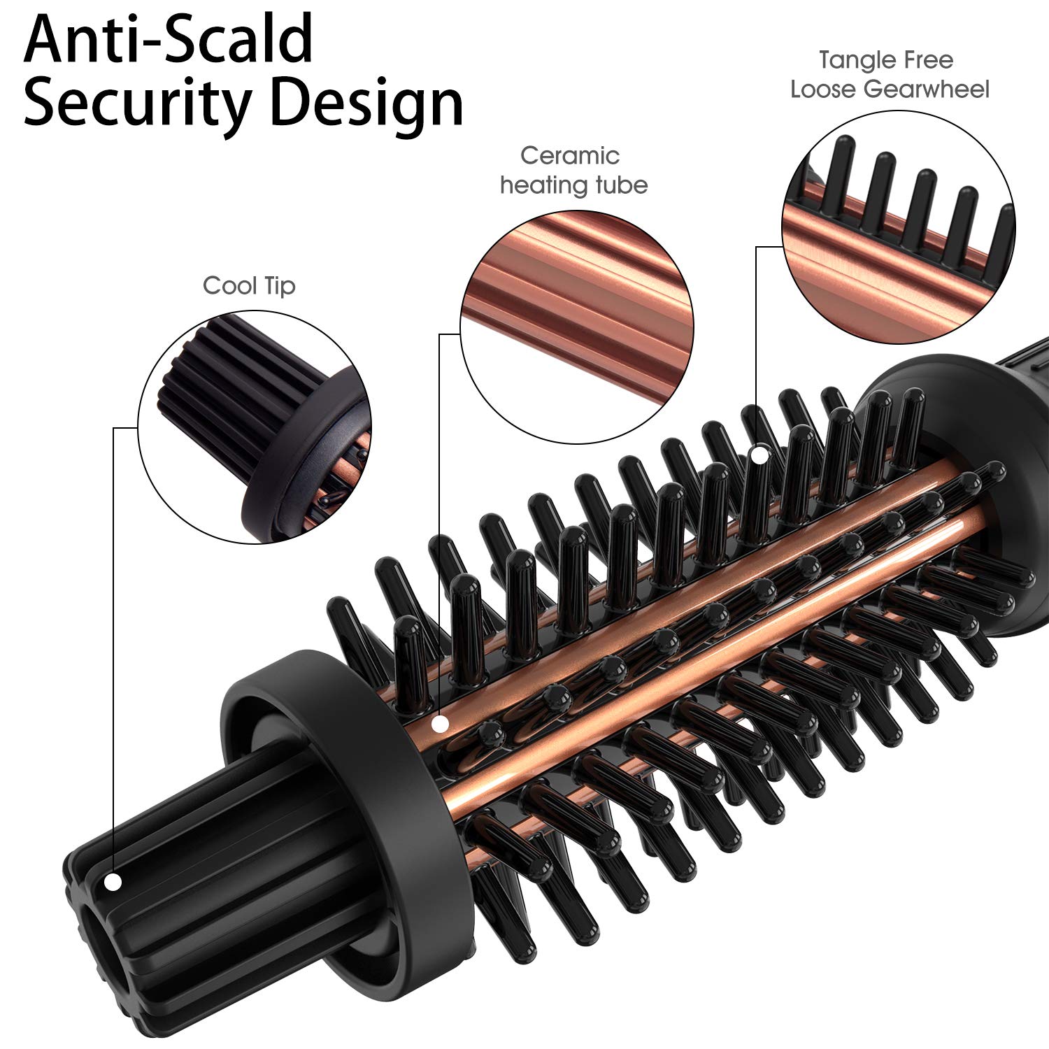 AmoVee Ceramic Tourmaline surface delivers even heat and reduces frizz-prone flyaways.