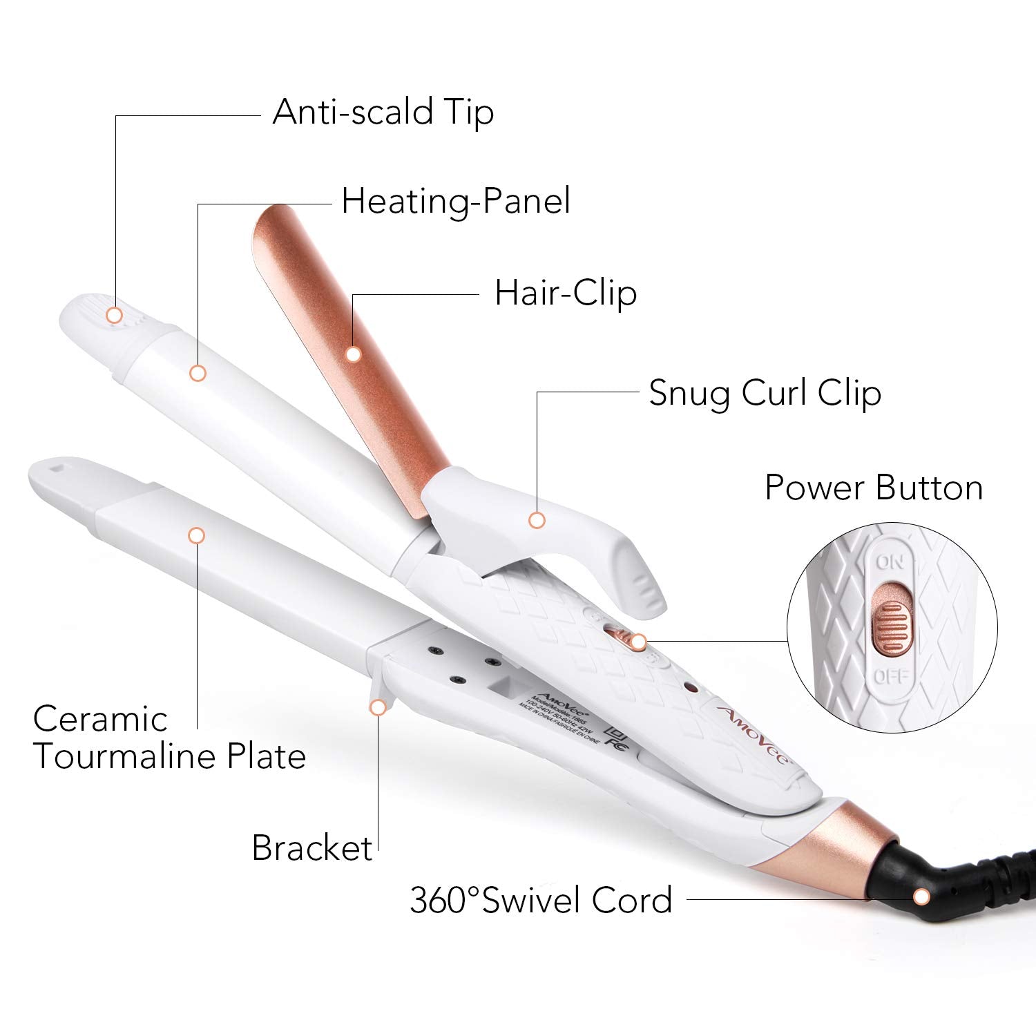 AmoVee dual voltage flat iron compact size ideal for quick touch-ups