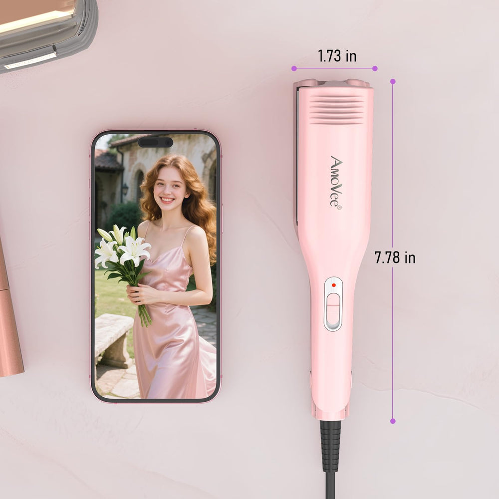 AmoVee 3-barrel hair waver captures textured waves for beachy look