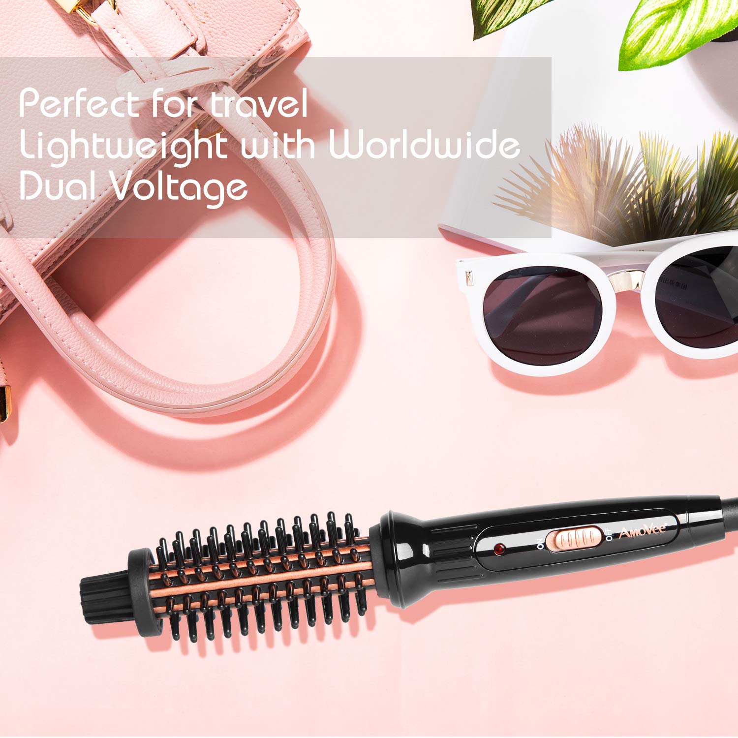 AmoVee Curling Brush heats up in 15 seconds for faster styling.