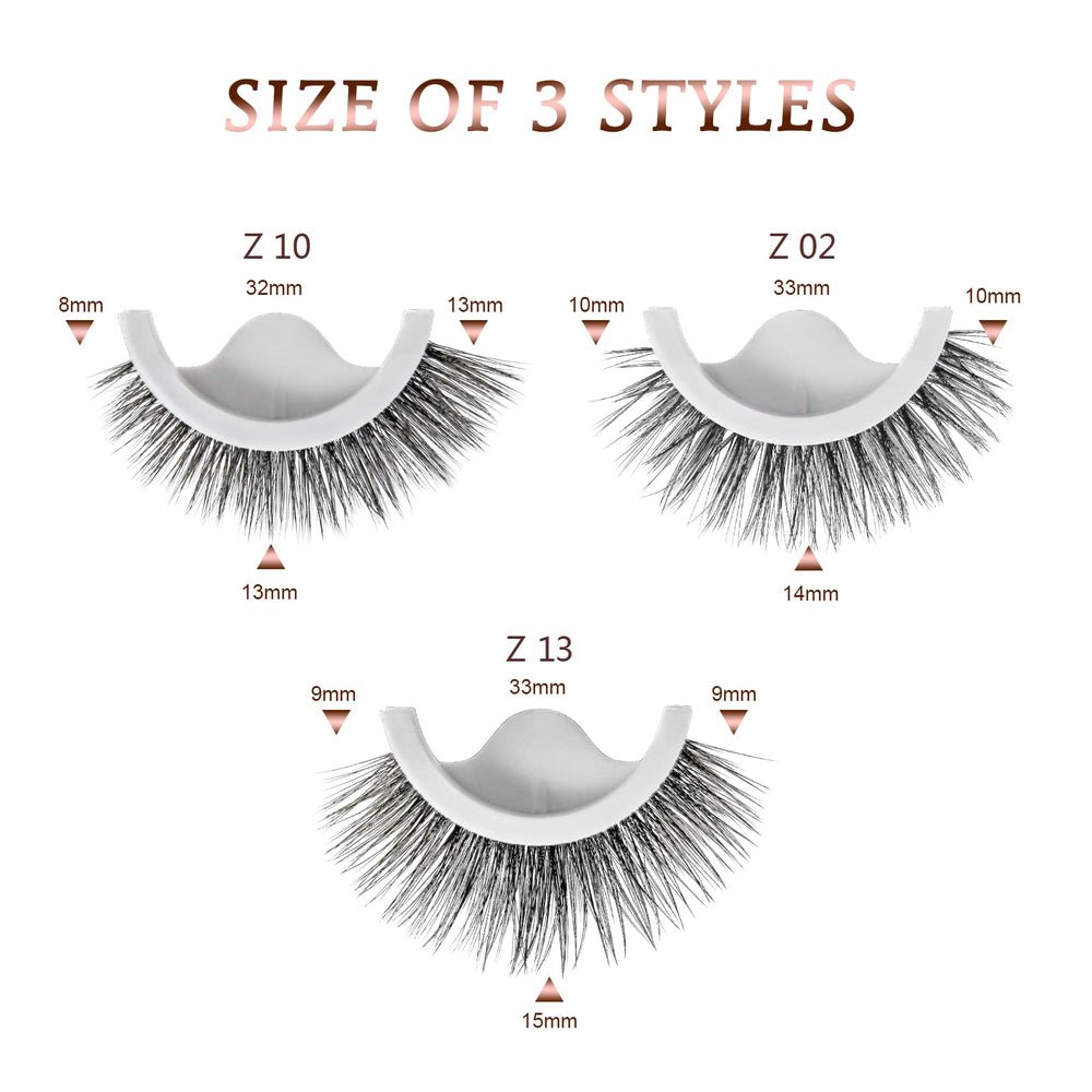 AmoVee self-adhesive eyelashes length range 10-14mm for natural drama.