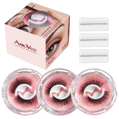 AmoVee self-adhesive eyelashes pack offers three styles for versatile looks.