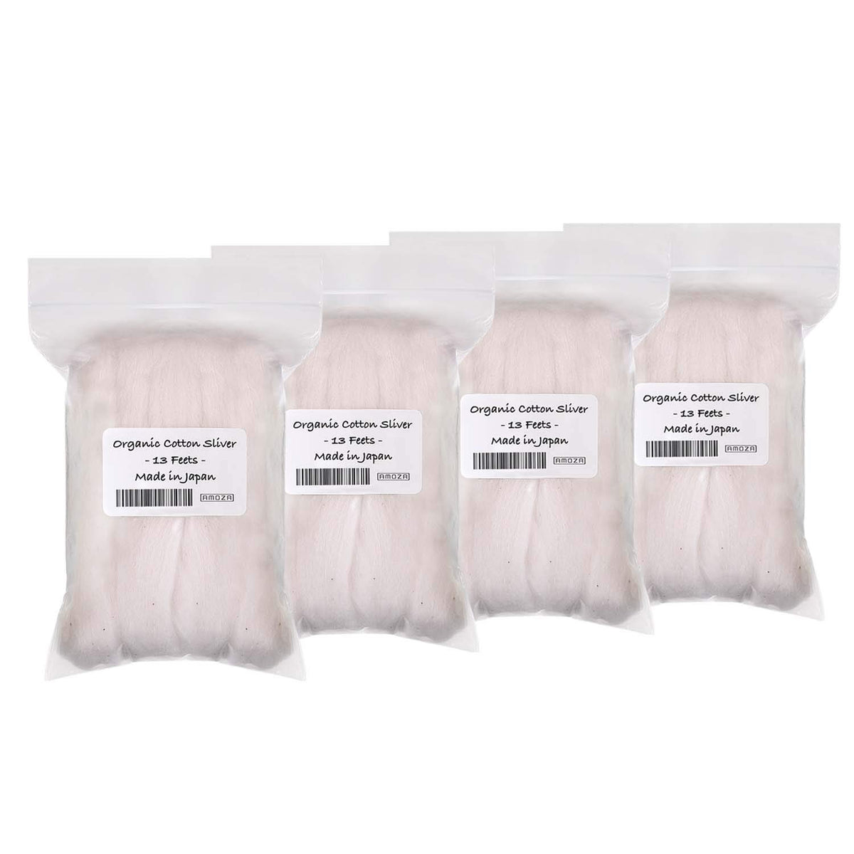 AMOZA Japanese organic cotton sliver 13-foot pack for versatile textile projects.