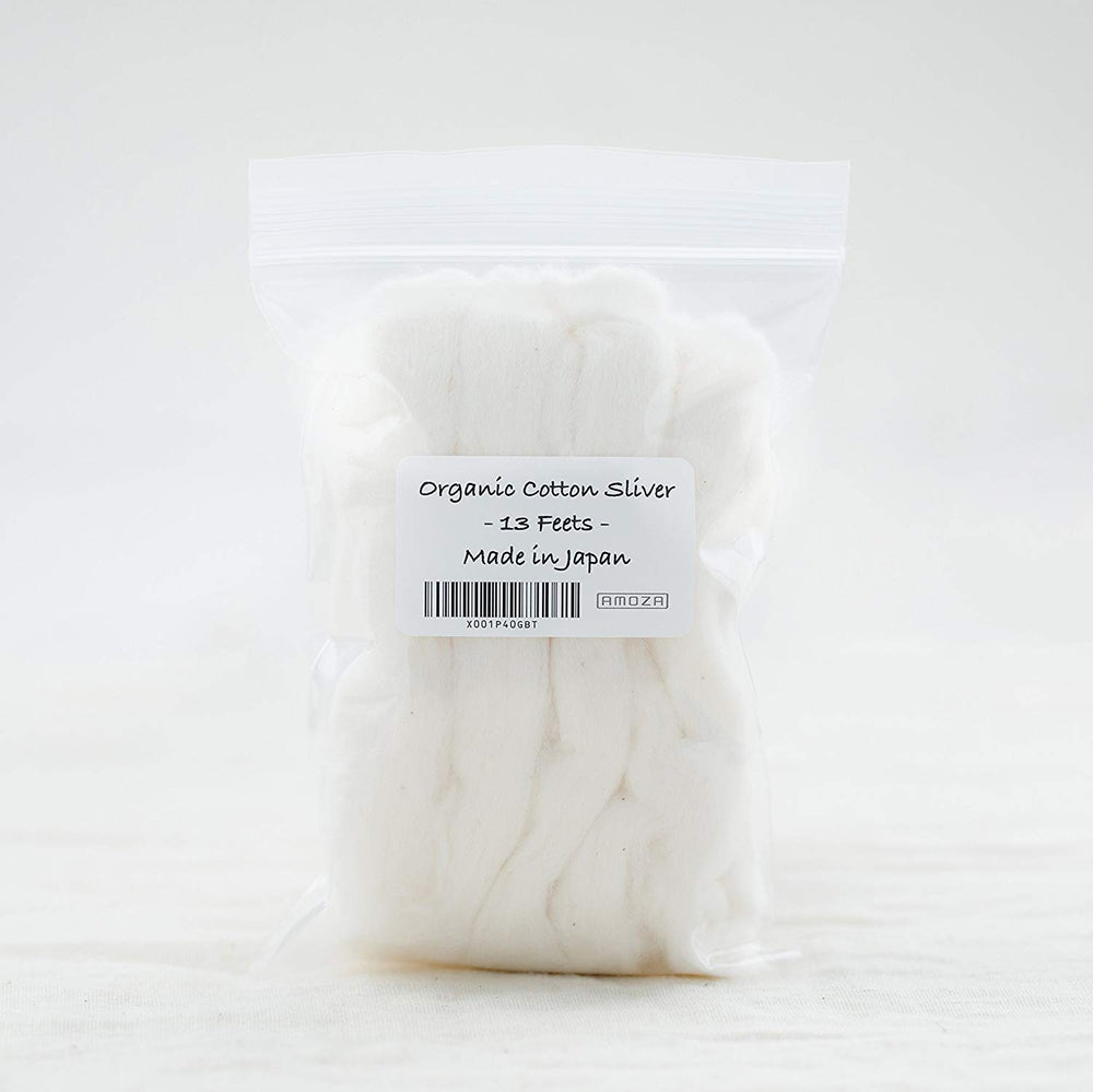 AMOZA organic cotton sliver unbleached natural color highlights authentic textures.
