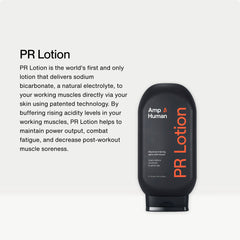 Amp Human PR Lotion on arm being massaged for pre-workout muscle delivery