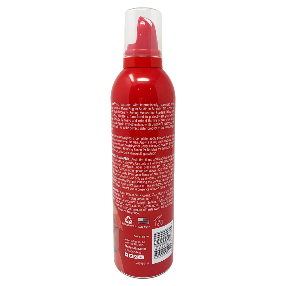 AmPro Shine-N-Jam Mousse on hair indicates conditioning and soft texture.