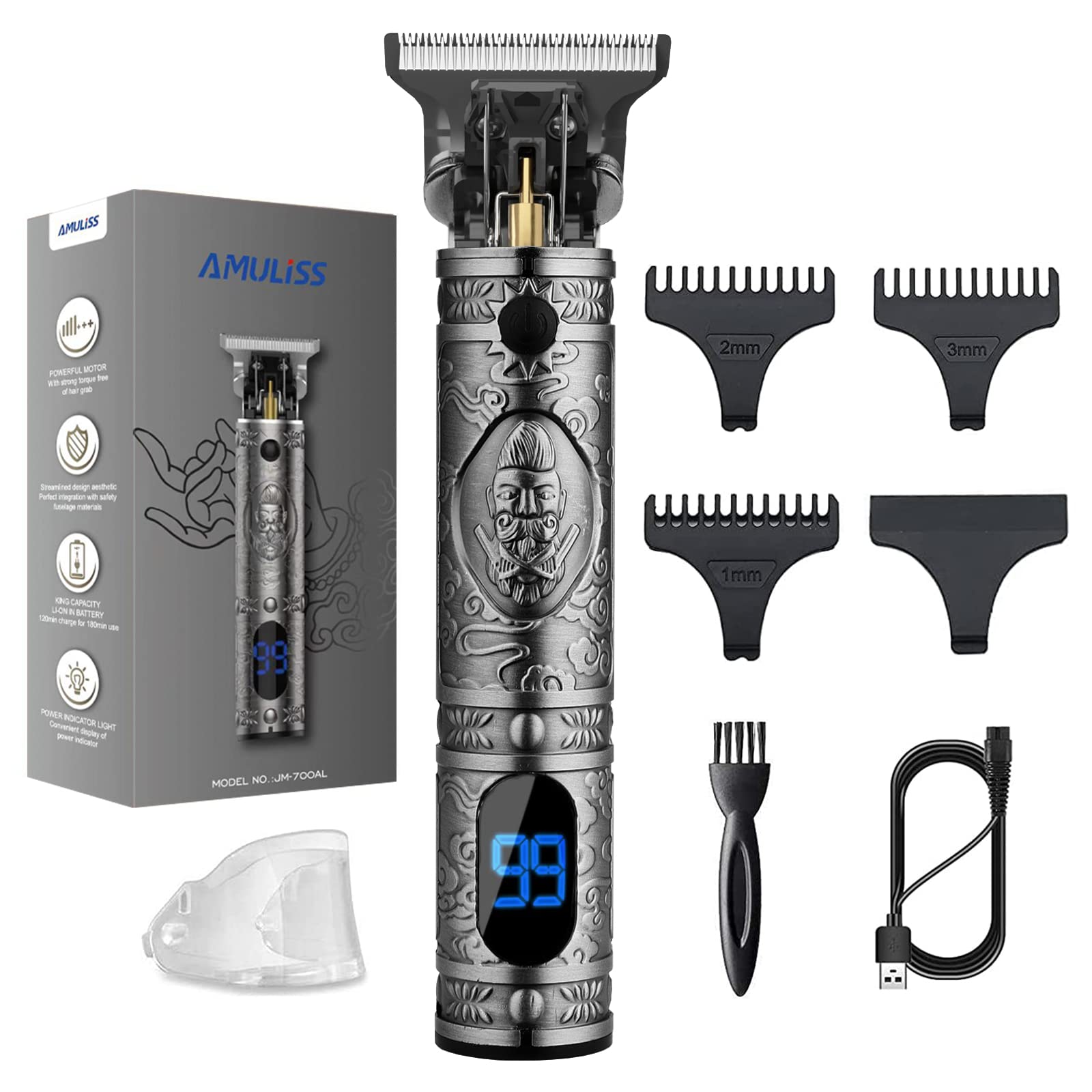 AMULISS professional trimmer blade closeup for precise trims at home.