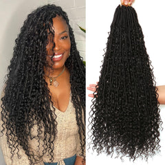 AMUMI Goddess Locs crochet hair 24inch pack8 full-head volume for natural, carefree style.