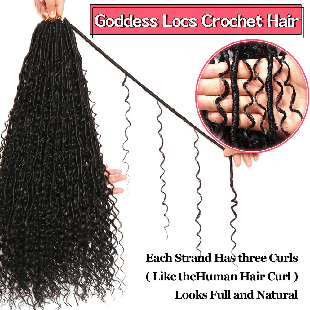 AMUMI Goddess Locs crochet hair color 1B versatility for daily styling.
