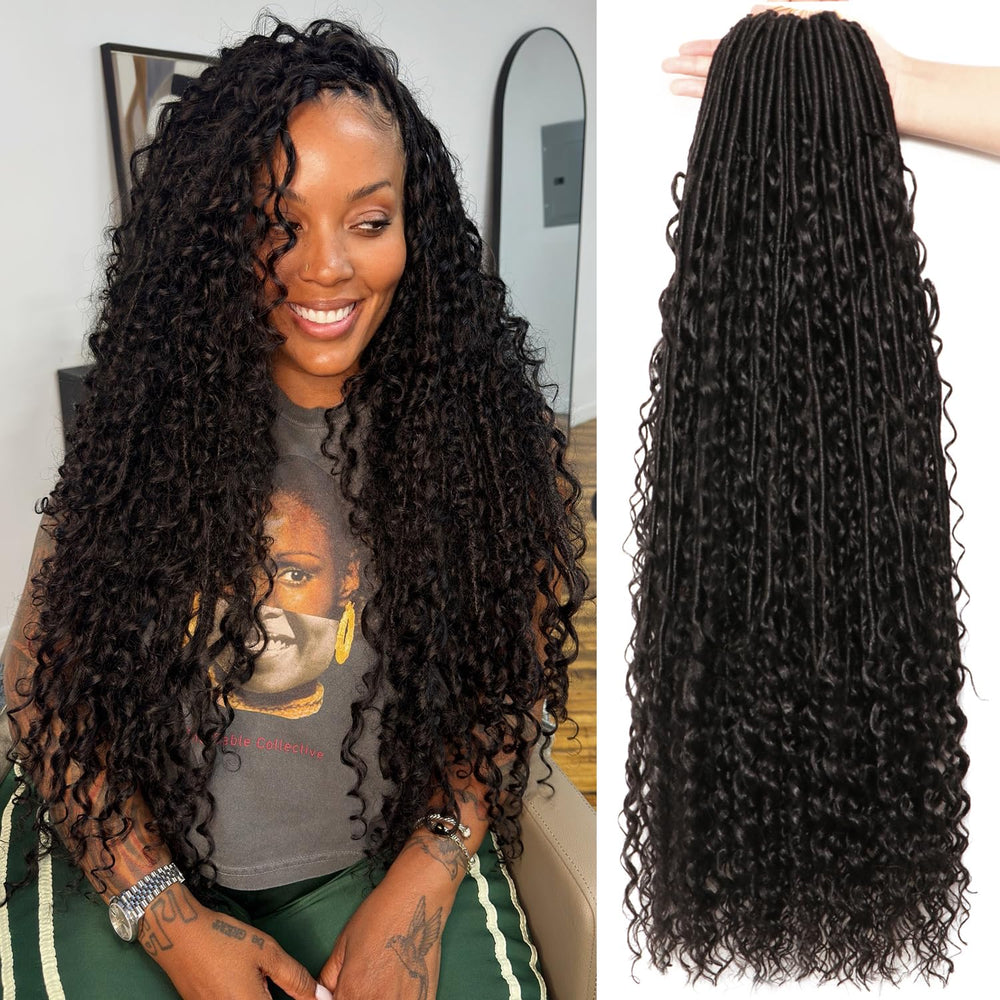 AMUMI Soft Boho Locs 30 inch pack8 prelooped roots for quick crochet installation.
