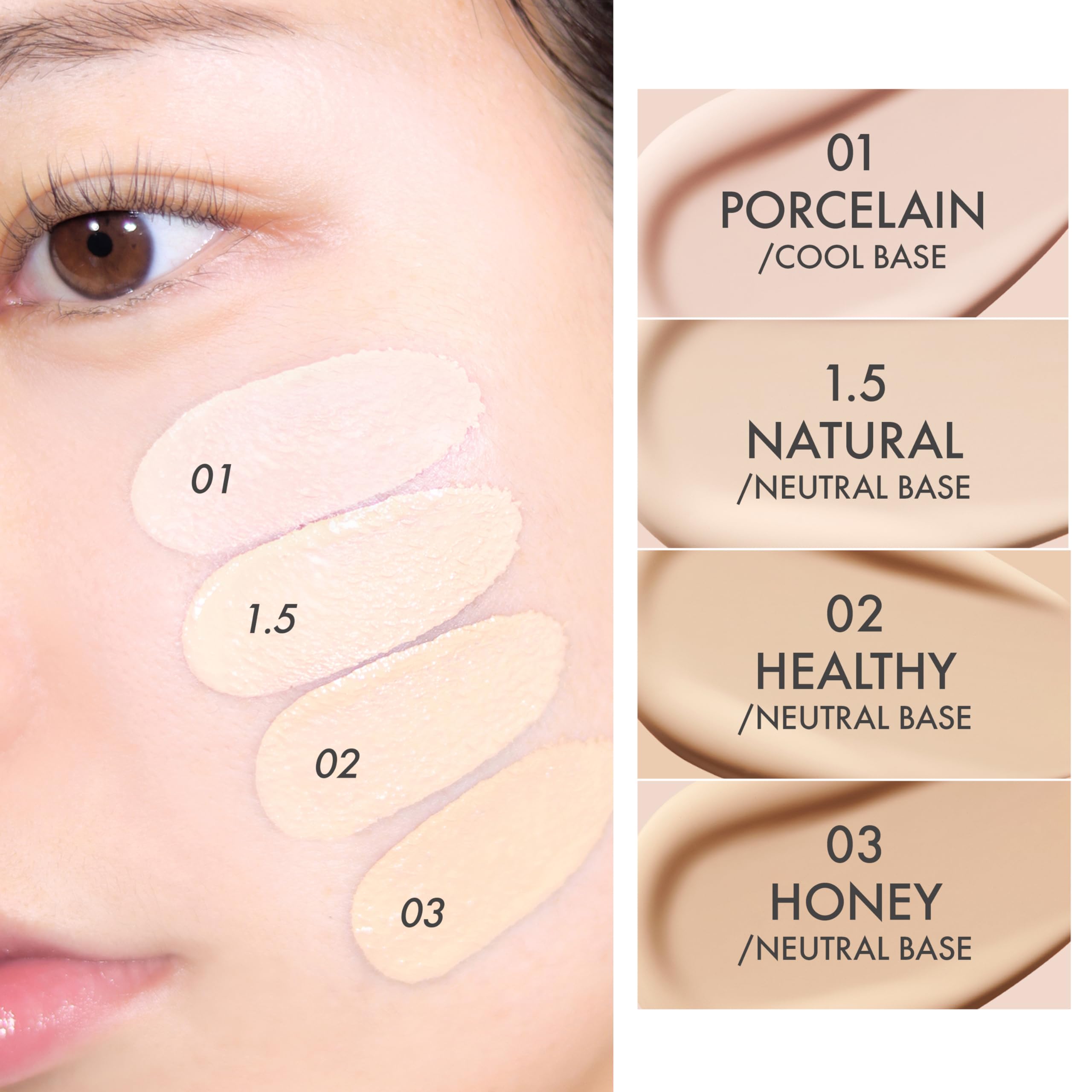 Amuse SEOUL Ceramic Skin Perfector application close-up shows quick, lightweight blending.