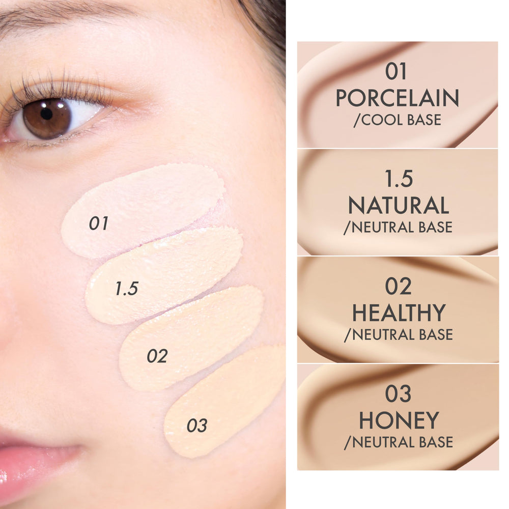 Amuse SEOUL Ceramic Skin Perfector application close-up shows quick, lightweight blending.