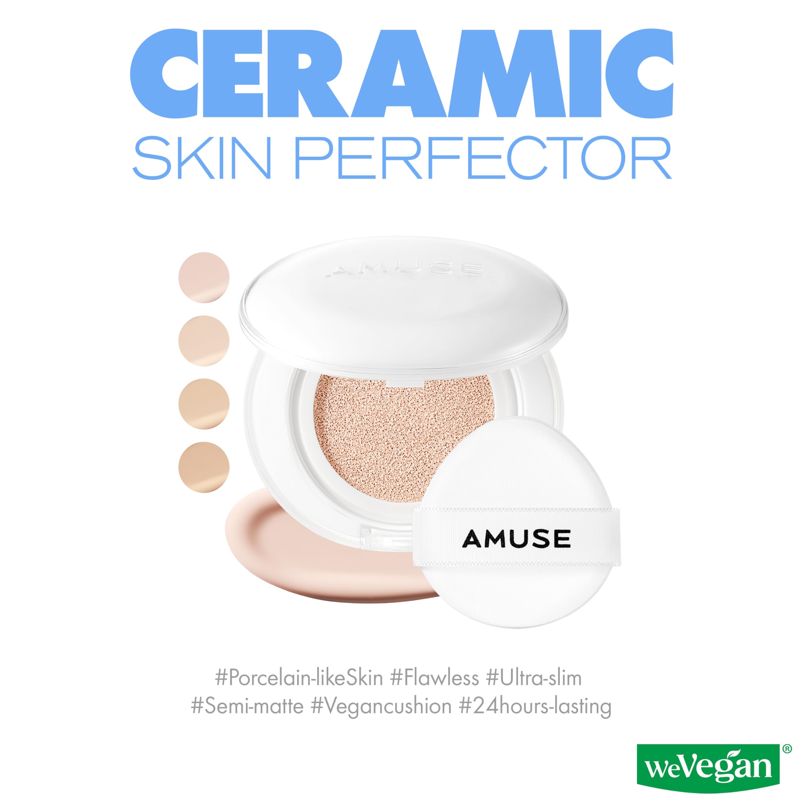 Amuse SEOUL Ceramic Skin Perfector swatch Natural 1.5 demonstrates seamless shade match for even tone.