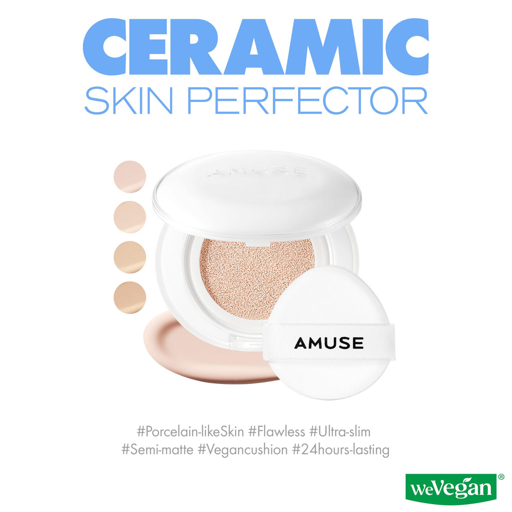 Amuse SEOUL Ceramic Skin Perfector swatch Natural 1.5 demonstrates seamless shade match for even tone.