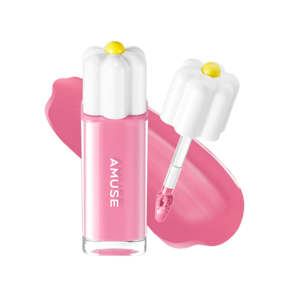 Amuse Seoul Daisy Flower Dew Tint 08 Amethyst bottle closeup showing long-lasting hydration
