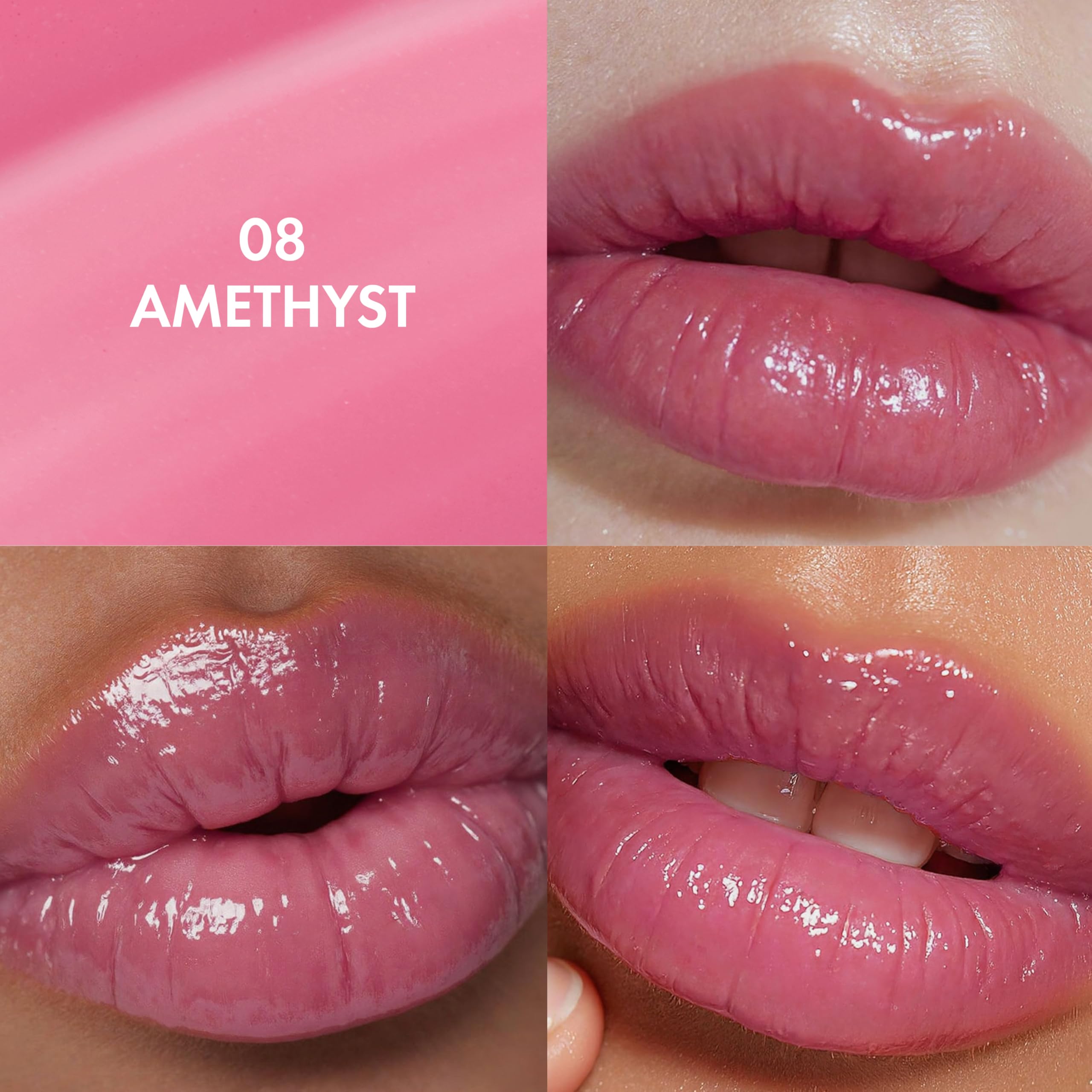 Amuse Seoul Daisy Flower Dew Tint 08 Amethyst lip swatches display vibrant color