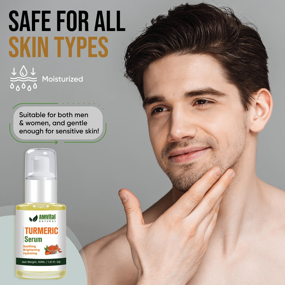 AMVital Turmeric Serum applied on skin demonstrates absorption and nourishment