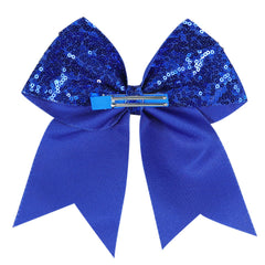 AMYDECOR royal blue cheer bow tails adds sparkle to team uniforms and photos.