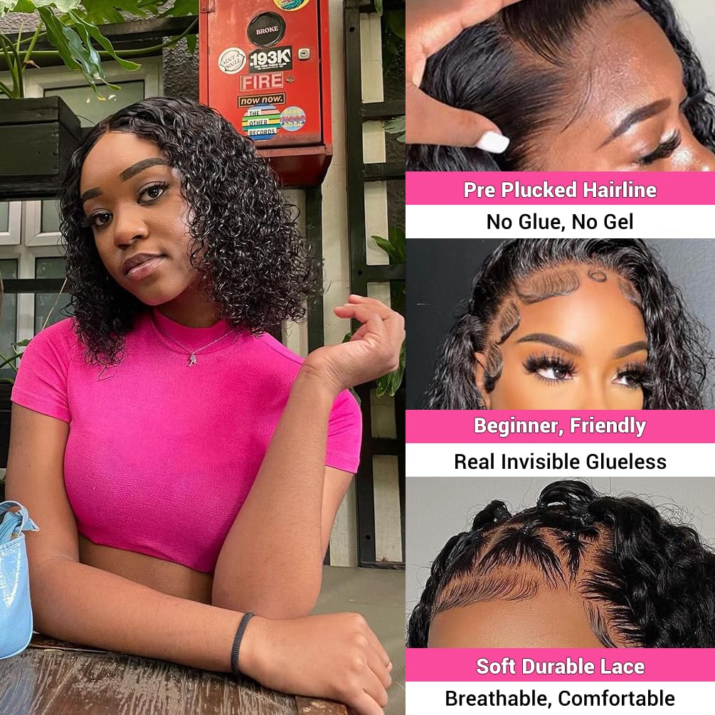 Amygirl Wear and Go glueless wig 4x4 curls side view demonstrates versatile styling options.