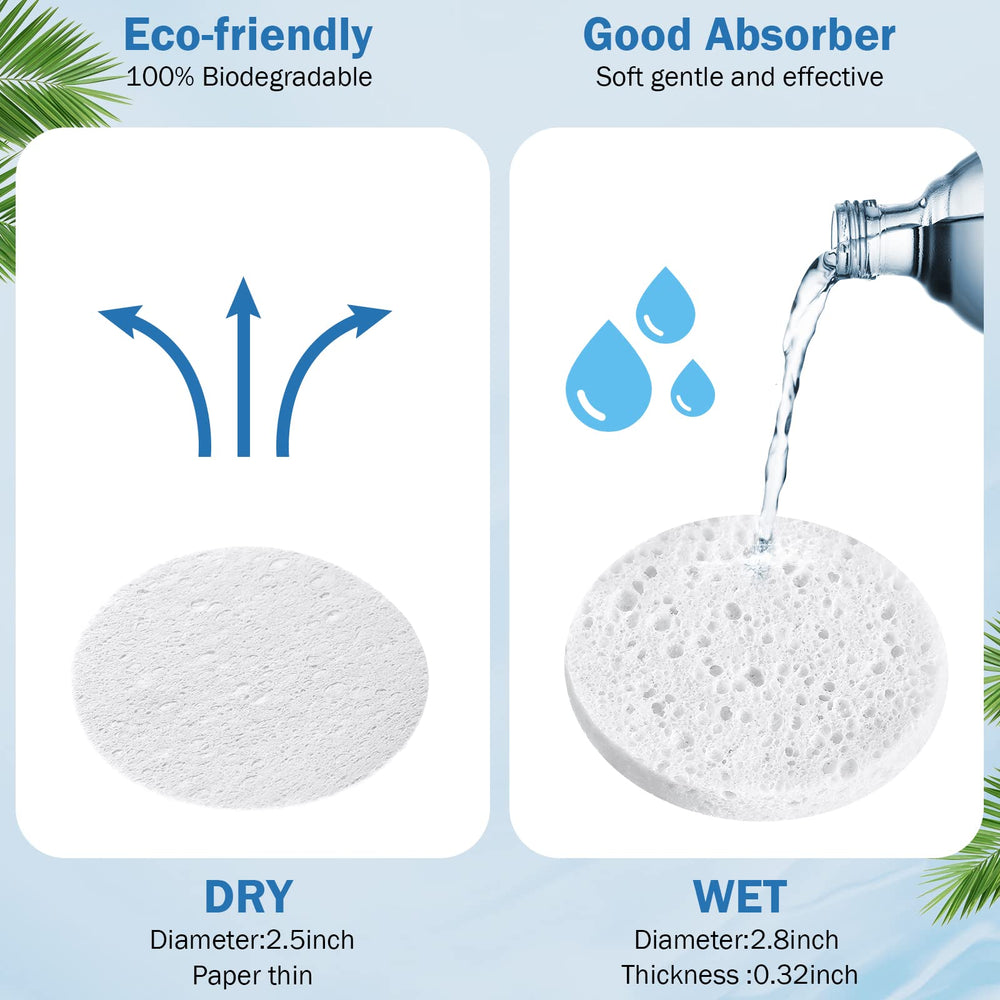 Amyhill compressed sponges expand to 2.7 inches when wet for easy cleansing.