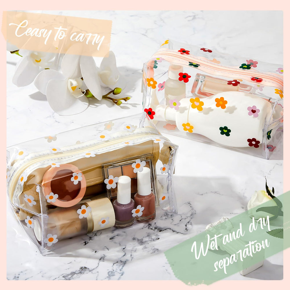 Amylove Daisy Pouch ready for cosmetics and travel essentials in a bag.
