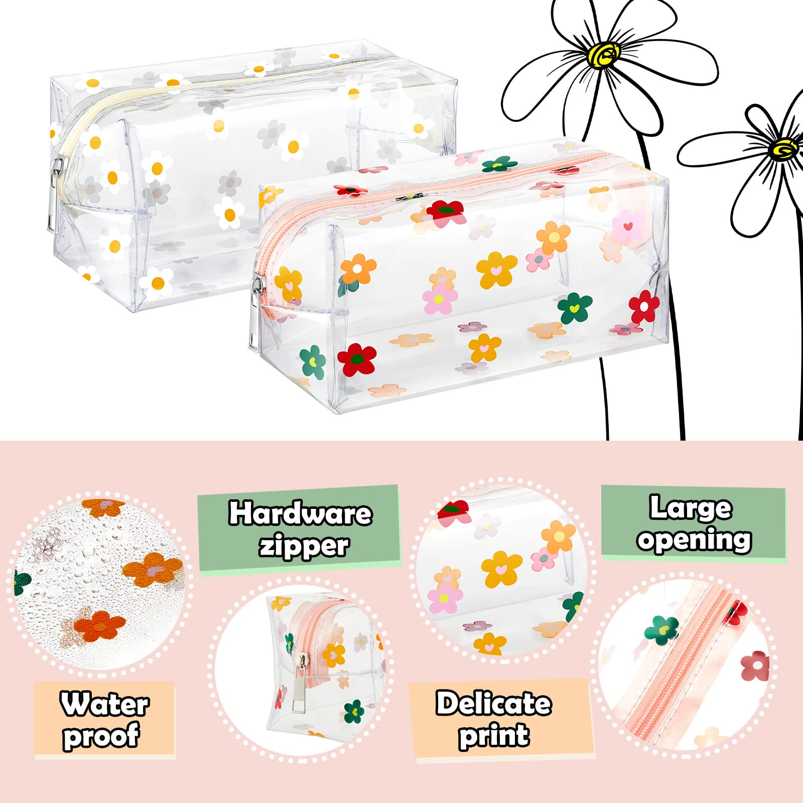 Amylove Daisy Pouch zipper detail showing smooth closure and secure storage.