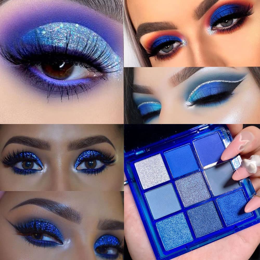 AMY'S DIARY blue eyeshadow waterproof swatch for lasting color on lids.