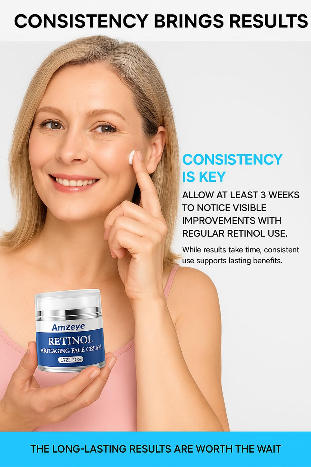 AMZEYE social-trend packaging image communicates premium skincare endorsement and trust