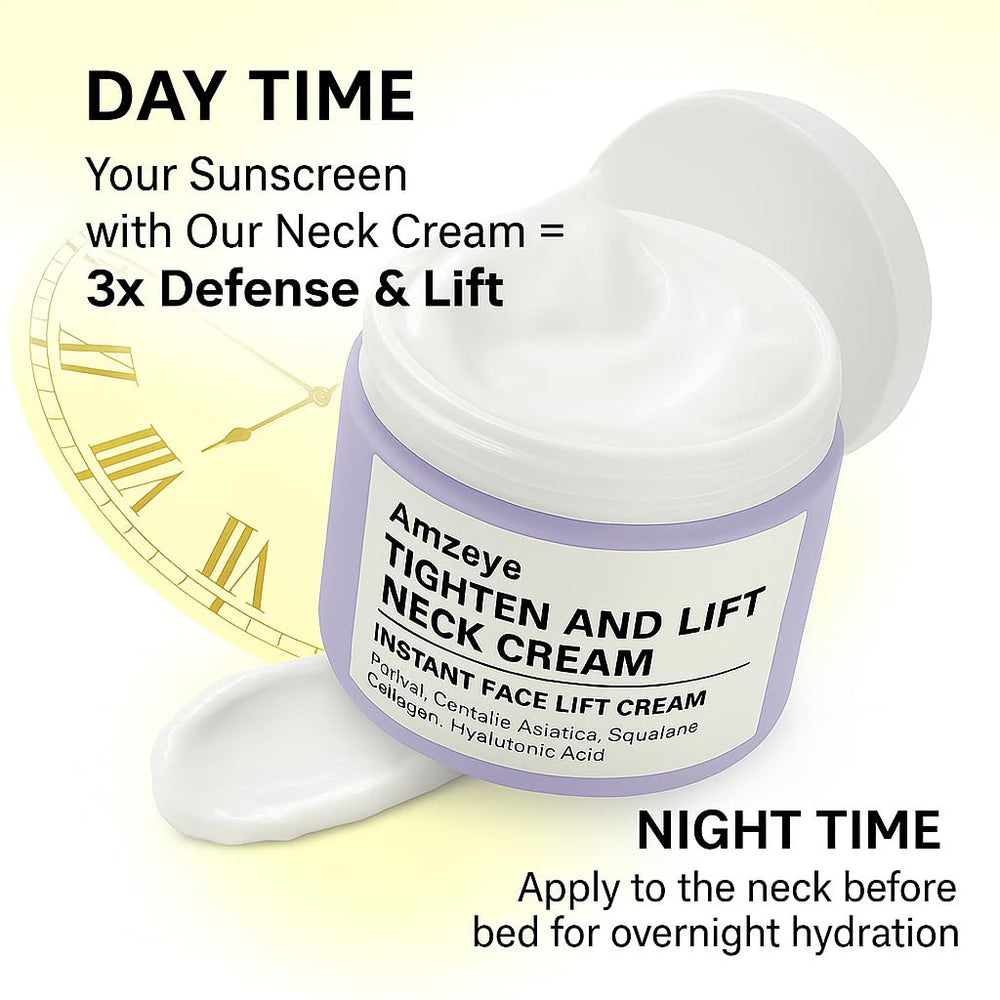 AMZEYE Tighten Neck Cream 50g packaging shows generous size for ongoing use