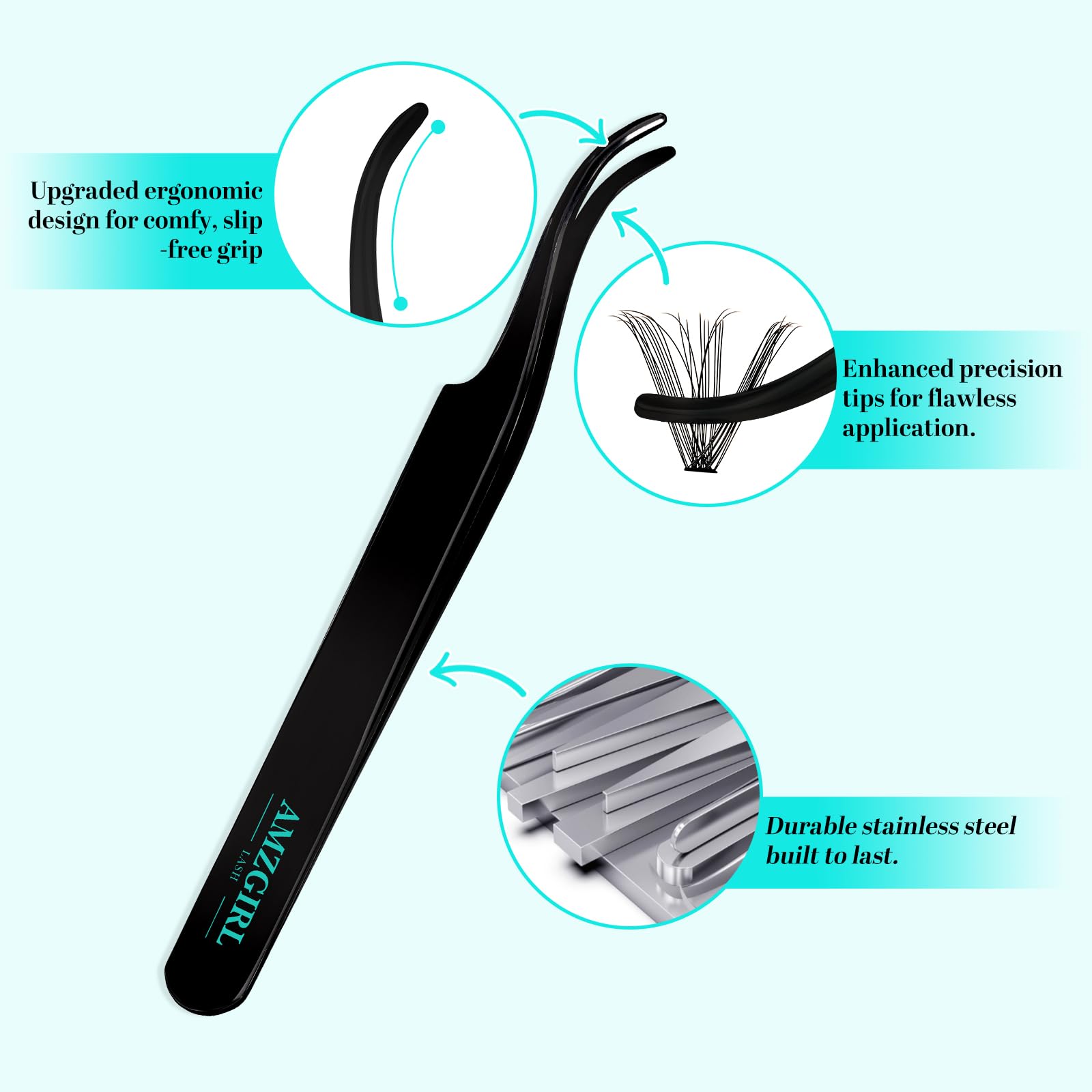 AMZGIRL LASH eyelash applicator tweezers for precise application.