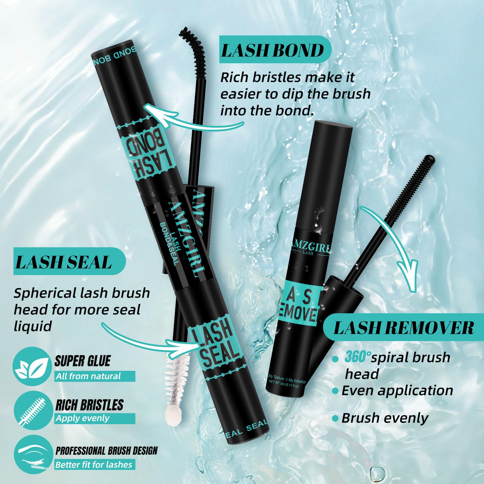 AMZGIRL LASH applicator tweezers 45-degree ergonomic design for precise placement.