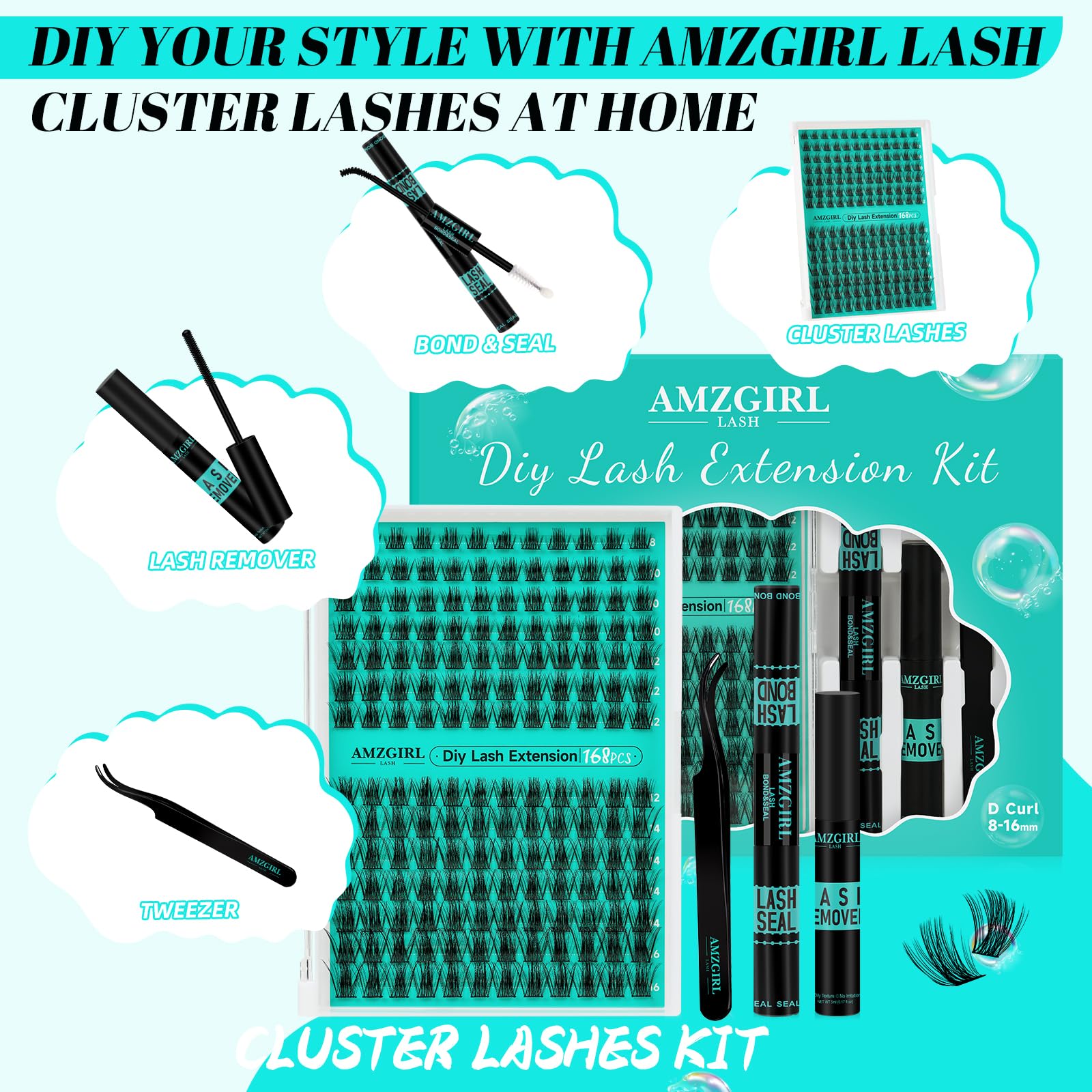 AMZGIRL LASH bond-seal glue waterproof, ensures durable lash hold.