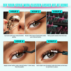 AMZGIRL LASH wispy clusters closeup demonstrates time-saving home lash extensions.