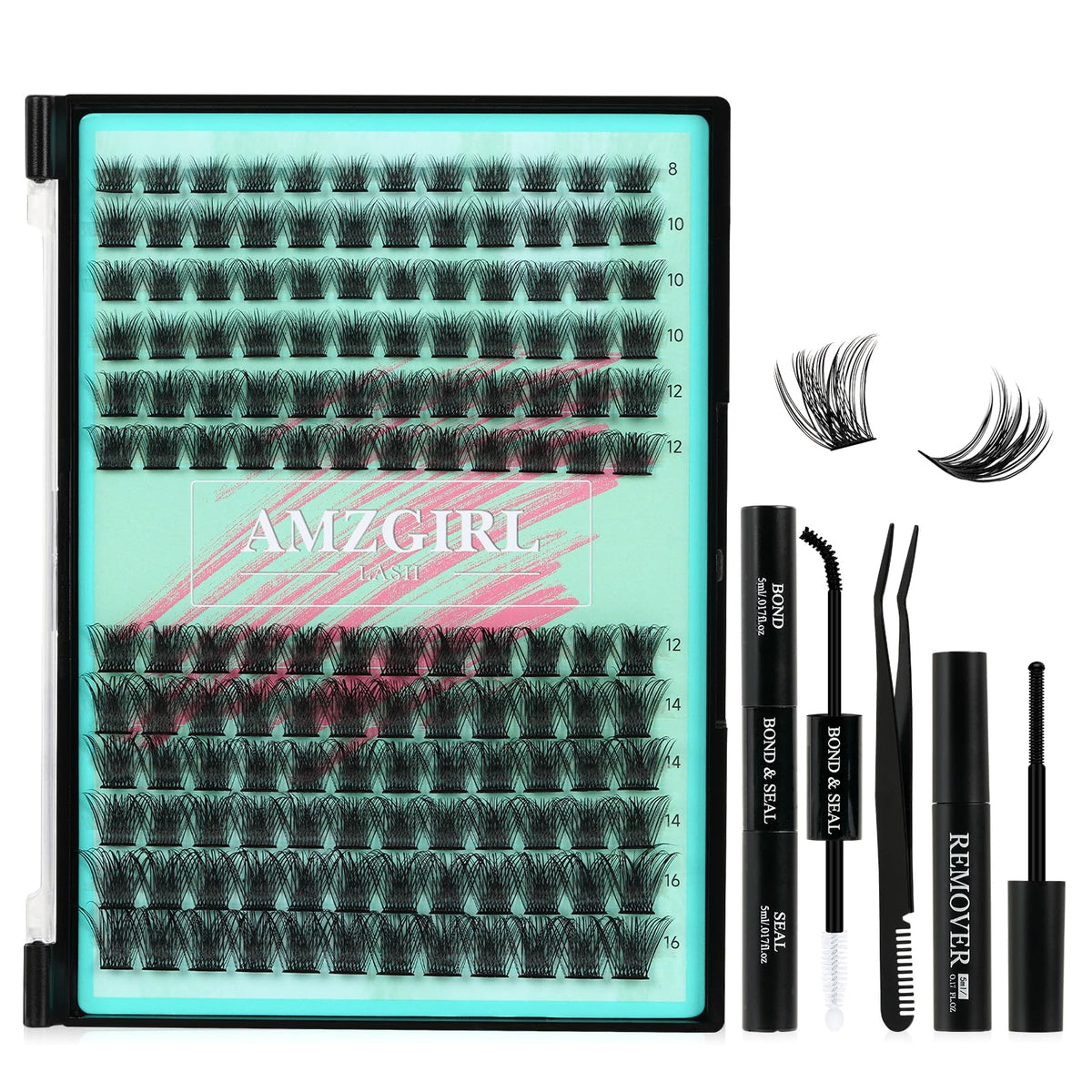 AMZGIRL LASH 144Pcs cluster lashes for natural daytime wear and easy DIY application.