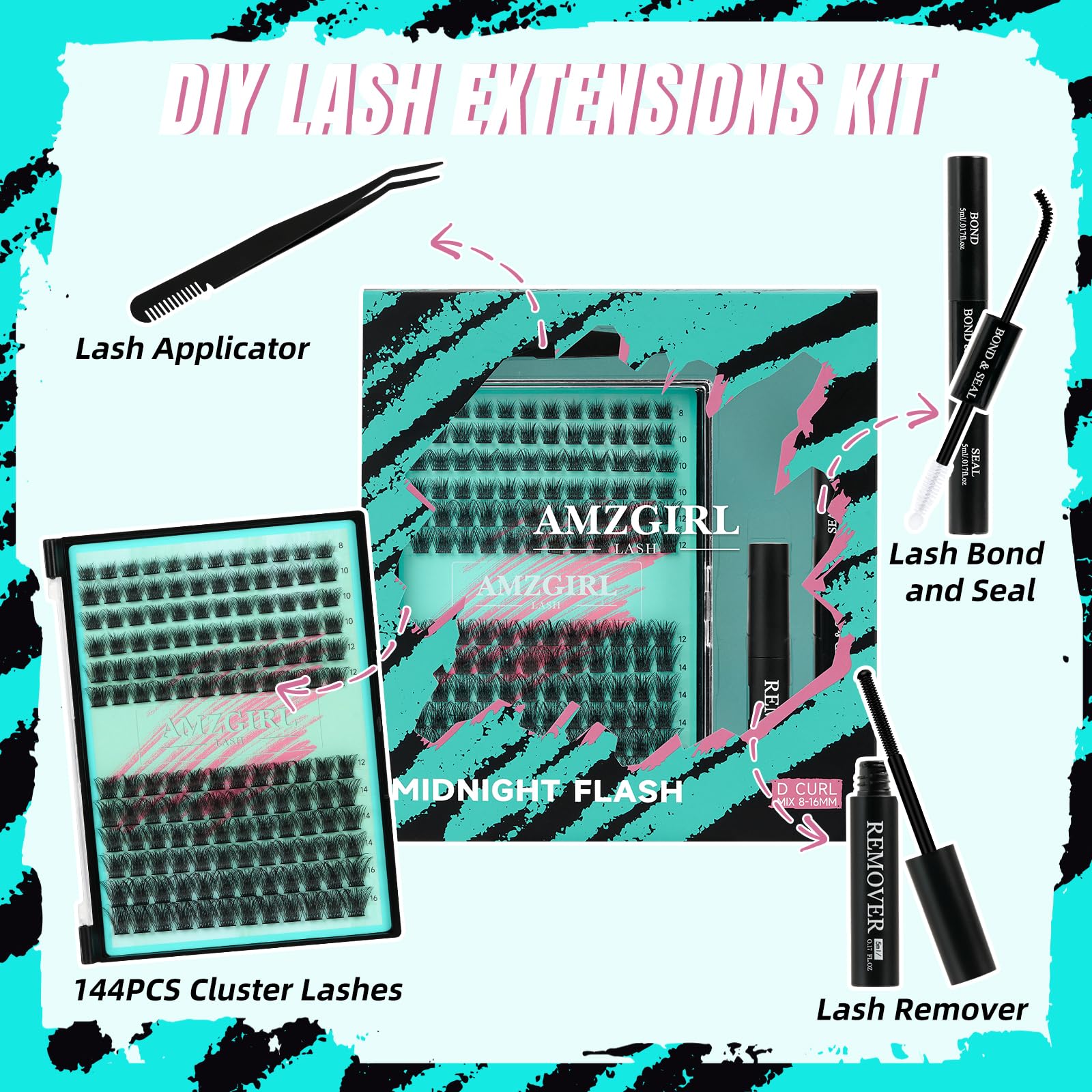 AMZGIRL LASH Tweezers enabling precise placement of each lash cluster.