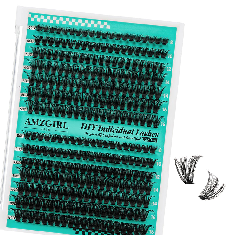 AMZGIRL LASH lash clusters wispy tray closeup for natural volume and easy DIY application.