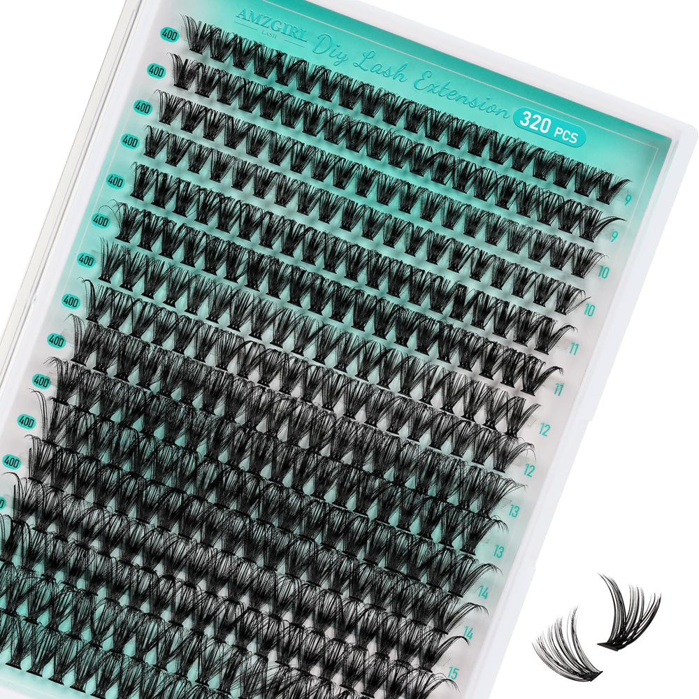 AMZGIRL LASH wispy clusters tray close-up for natural, feather-light appearance.