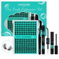 AMZGIRL LASH extension kit 168pcs clusters ideal for at-home DIY styling.